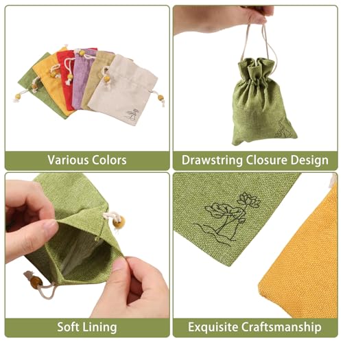 Bolsas de tela para joyería de 5.5x3.9 pulgadas, pack de 24 saquitos decorativos con cordón 4