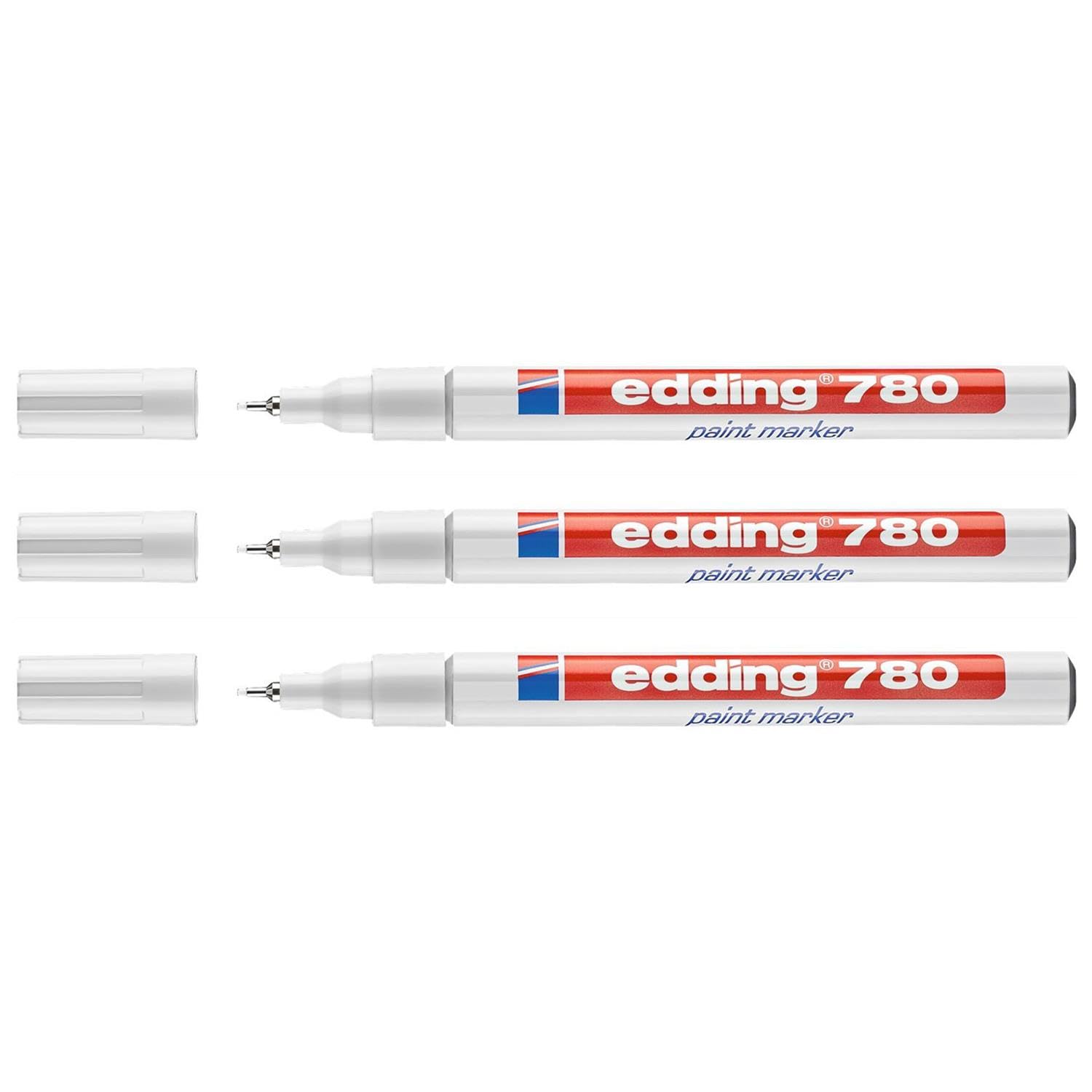 Edding - Lote de 3 rotuladores (0,8 mm, 780 mm), color blanco