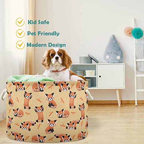 Image of visesunny Storage Basket Cute Red Panda Nursery Hamper Basket Clothes Toy Storage Organizer Bin Box Collapsible Laundry Bag for Kid Room,Playroom,Bathroom,Living Room,Dorm,Office