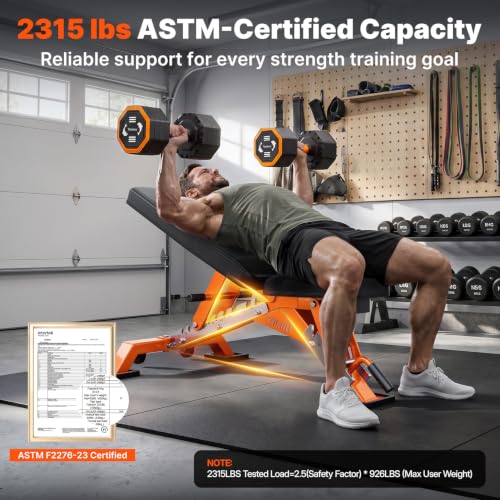 Image of YOLEO Commercial Adjustable Weight Bench 2315LB ASTM Certified - 80% Pre-Assembled Heavy Duty Workout Bench for Home Gym