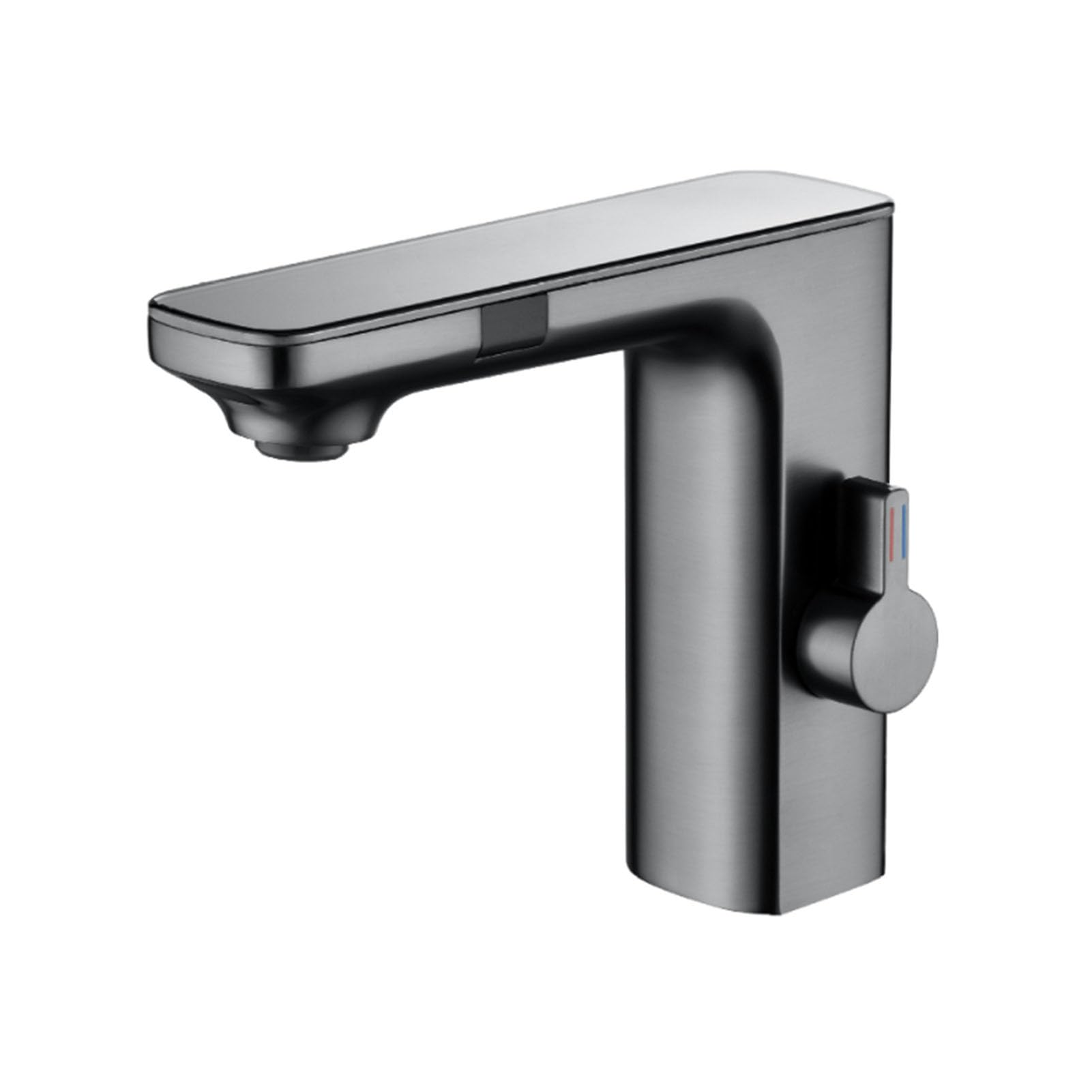 Grifo automático con sensor y pantalla de temperatura de latón gris para lavabo 8