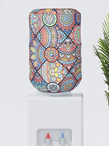 Image of Cortina Printed Water Can Cover | Dispenser Bottle Protector | Polyester Material | Elastic Closure | Environmental Friendly | Digitally Printed | 45cm x 42cm x 43cm | 20 Lts | 2Pc | Grey & Green
