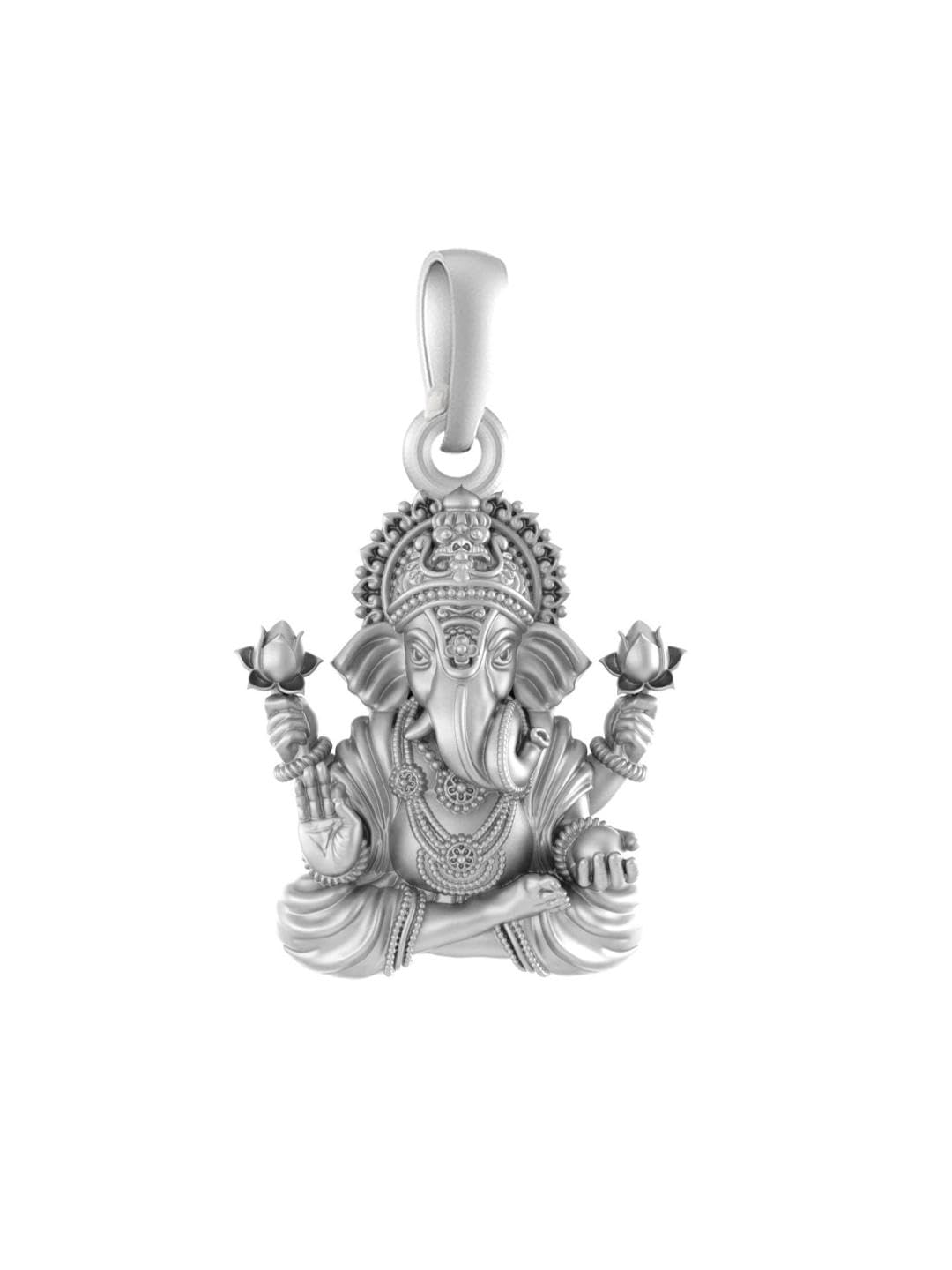 Sterling Silver (92.5% purity) God Ganesh Pendant for Men & Women Pure Silver Lord Ganapathy bapa Locket for Good Health & Wealth
