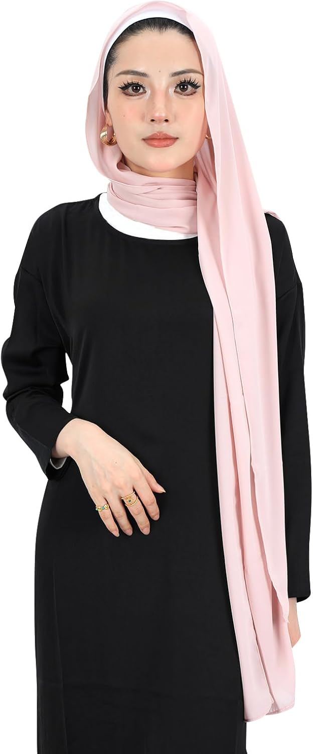 Heavy Not Easily See Through Long Chiffon Hijab Scarf for Women, Amazing Smooth Muslim Head Scarves - Image 7