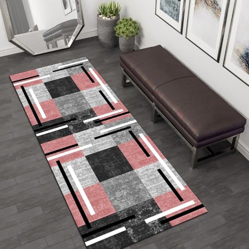 Alfombra de pasillo para pasillo 70 x 90 cm antideslizante lavable gris 5