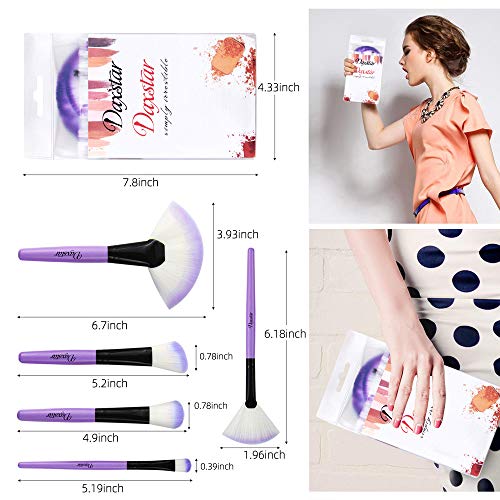 Daxstar Cosmetic Brushes Set Purple, Basic Beginner Makeup Brushes Collection 32 PCs Dense Fan Blending Highlighter Powder Mascara Brush with No-shed Brush Hair