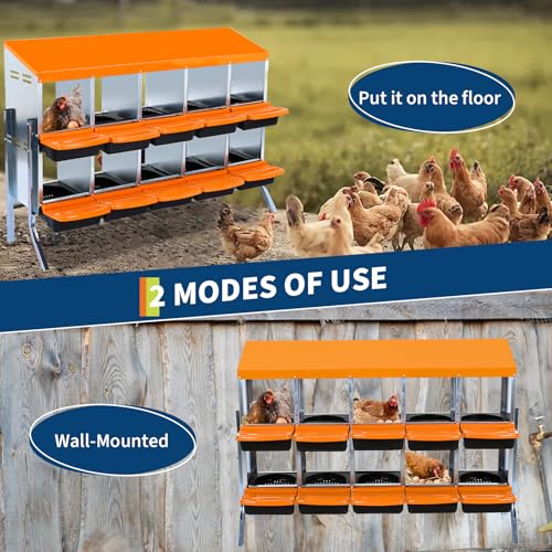 Nichoir à poule en métal robuste à 10 compartiments de ponte - 8