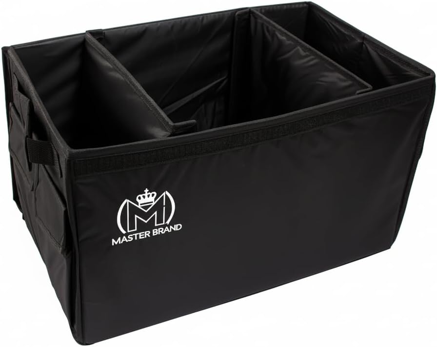 – Car Boot Organiser with Lid – Foldable Storage Box with Compartments & Pockets – Waterproof, Heavy Duty, Collapsible Car Boot Storage for Groceries, Travel & Accessories