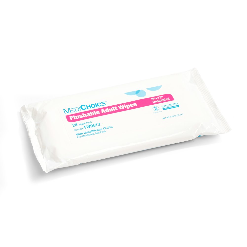 MediChoice Flushable Wipe, Unscented, 8 In. x 12 In.,1314FWD513 (Case of 576)