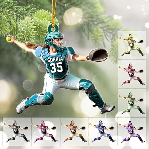 Artparel Custom Softball Ornament - 2024 Christmas Tree Ornaments for Girls & Men Softball Coach Gifts - Baseball Ornament (HSB8)