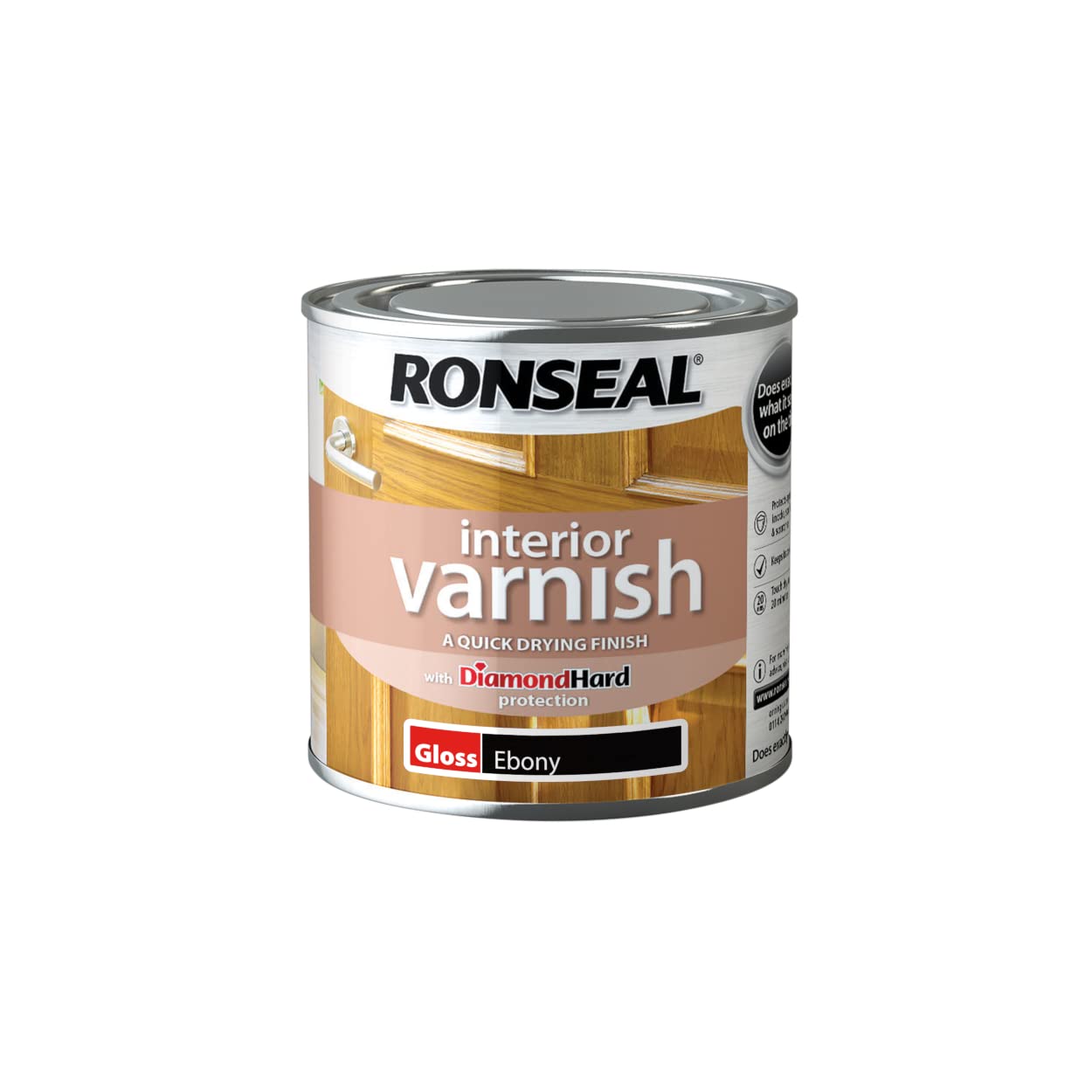 Ronseal Interior Wood Varnish - Ebony - Gloss - 250ml