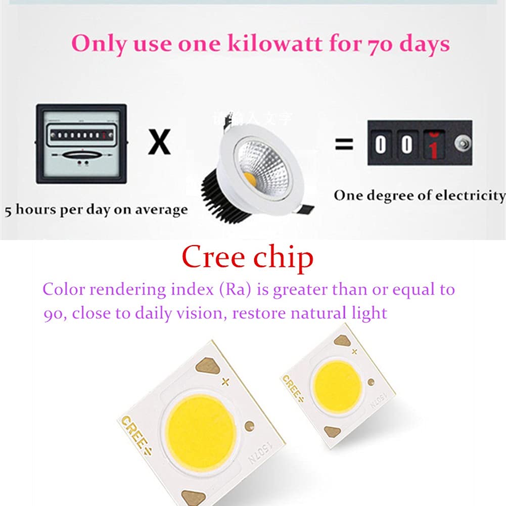 Juego de 4 Focos Empotrables de Techo LED 220V, Foco Empotrable 5/7/9/12/15/18 / 20W para Autocaravana, Barco, Caravana, Totalmente de Aluminio ( Color : Warm white , Size : Black 15w Dimmable )