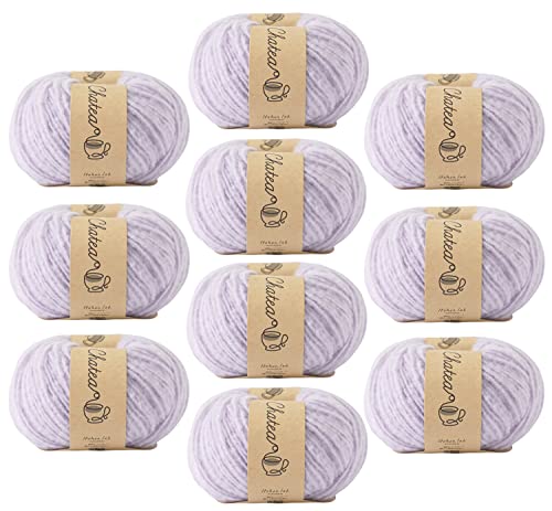 原ウール Knitworm 毛糸 10玉セット チャティふんわりヤーン 並太 30g(約84m) ポリエステル100% 6.ブルーベリー（Amazon）