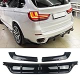 Rear Diffuser Compatibility with 2014-2018 X5 F15 Rear Bumper Chin Diffuser Kit Spoiler Splitter (Gloss Black)