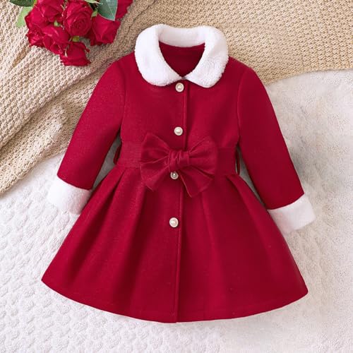 Girls Dress Coat Long Sleeve Button Pocket Long Winter Coat Outerwear Toddler Fur Coat Pea Coat Jacket2