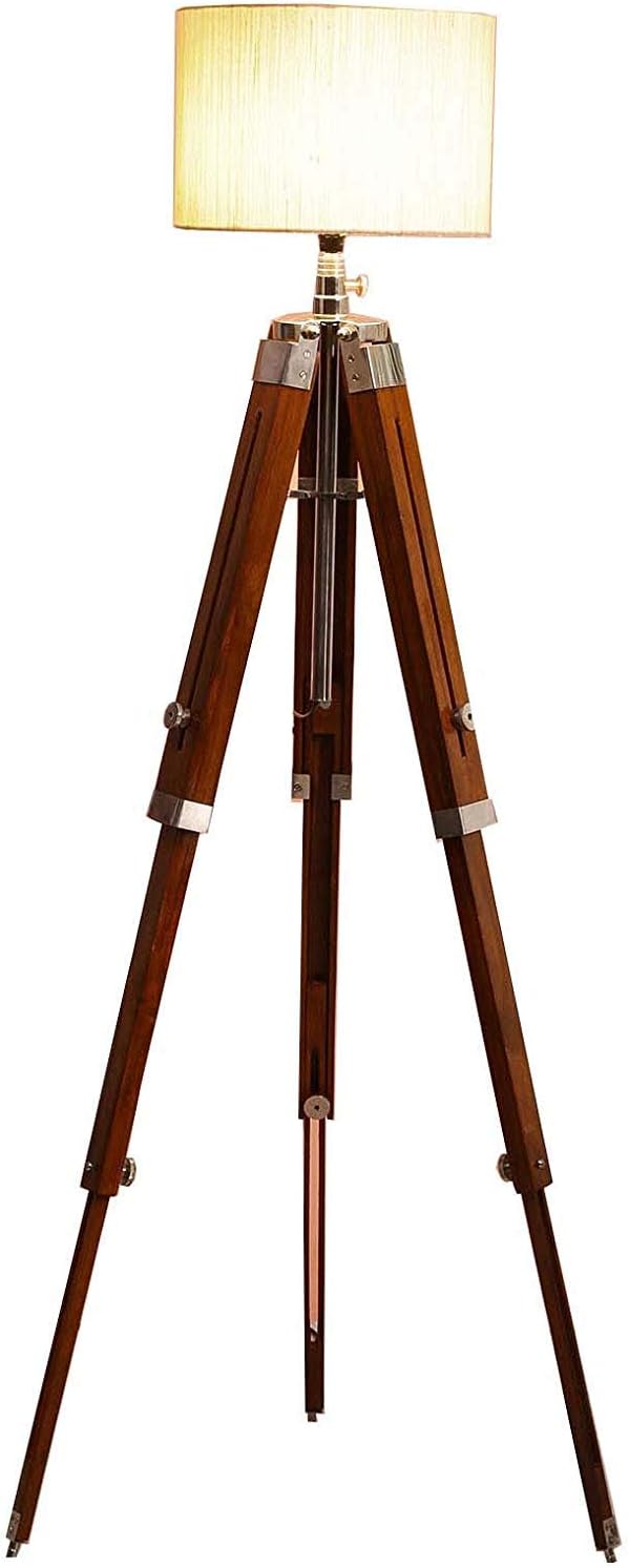 Max Engineering EnterprisesNautical Antique Wooden Floor Lamp Home Decor Living Room Bed Room Corner Lamp Study Room Tripod Wooden Night Floor Lamp 3 fold lamp Stand for Best Decoration Gift