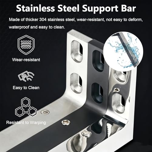 Barre de stabilisation murale pour paroi de douche argent 34cm bras support verre sans perçage