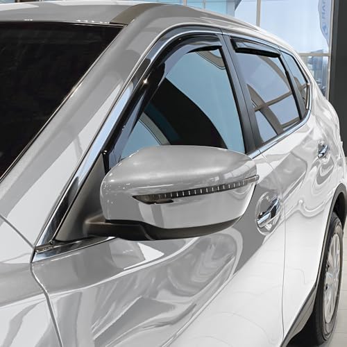 Image of CLIM ART in-Channel Incredibly Durable Rain Guards for Nissan Rogue 2014-2020 SUV, Original Window Deflectors, Vent Deflector, Vent Window Visors, Dark Smoke Car Accessories, 4 pcs - 614156