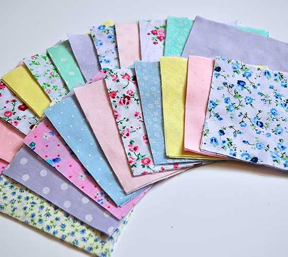 100% Polycotton Fabric Patchwork Squares - Vintage Floral Nautical Christmas Polka Baby Boy Girl - Sewing Quilting Dress Fabric - Simply Sew Crafty™ (5", Pastel Shabby Chic)