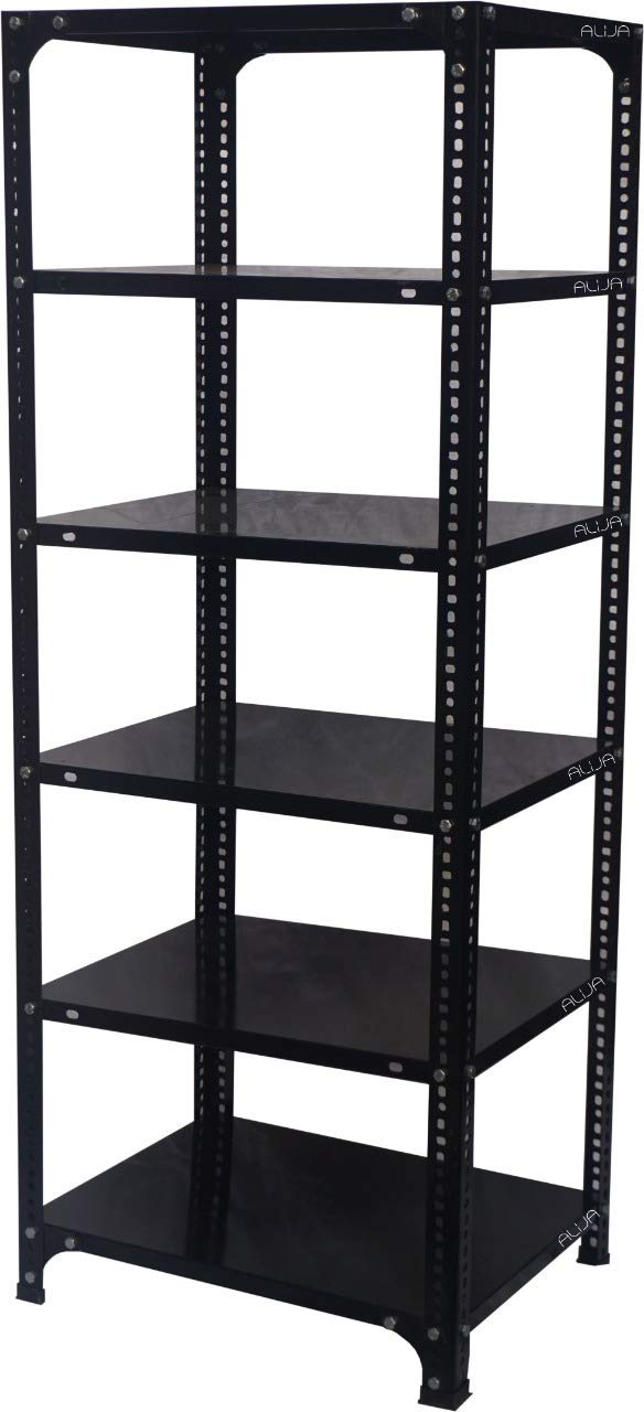 ALIJA®️ 6 Shelves Slotted Angle Metal Rack (60 x 23 x 18 Inch) Storage Rack unit (20 Gauge shelf 14 gauge angle) (Powder Coated Black)-image-37