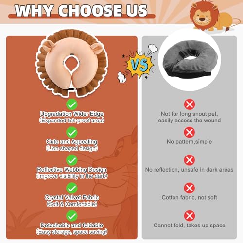 Image of KOOLTAIL Inflatable Dog Cone Collar, Soft Donut E Collar for Dogs After Surgery to Stop Licking Enhanced Alternative, Blow Up Pet Neck Pillow Recovery Adjustable Cone for Dog Cat, Lion XL