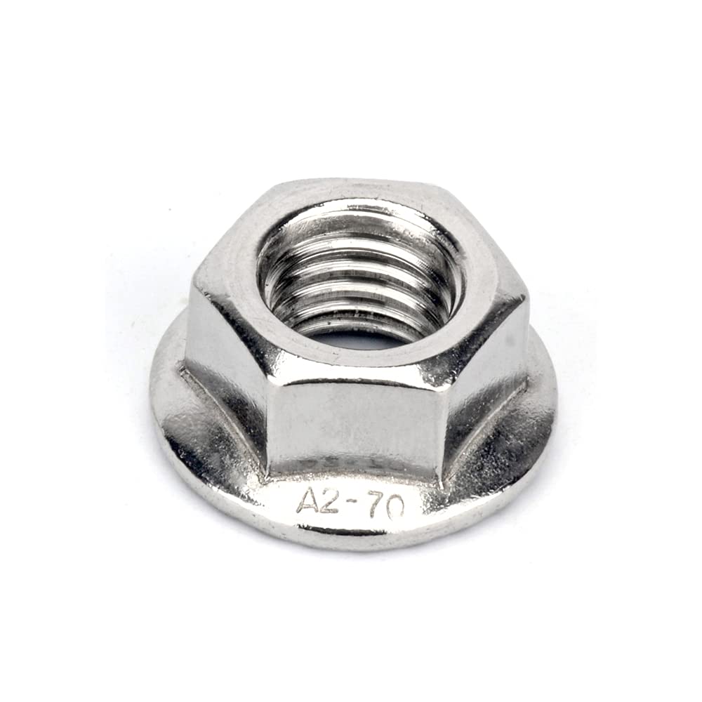 Tuerca De Brida Hexagonal A2 De Acero Inoxidable - 19.7 Ft X 1.0 (10.0 Planos X 6.0 De Grosor X 14.2 De Diámetro Brida) Qty-100