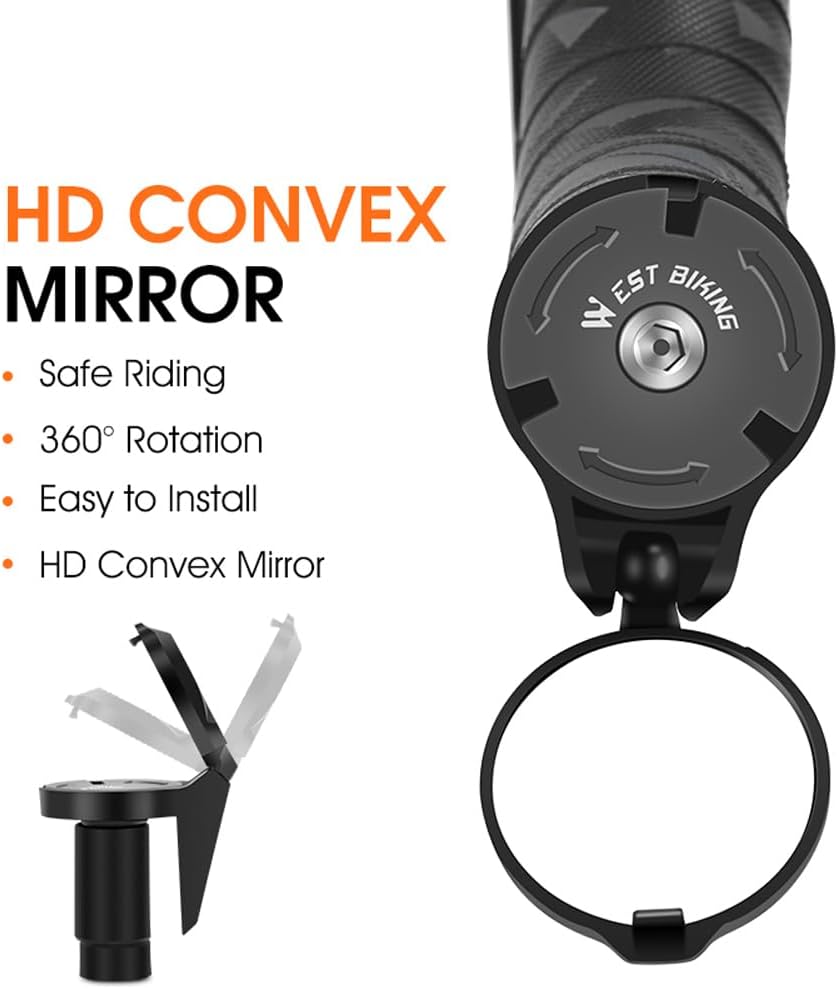 Bicycle Rearview Mirror Adjustable Bicycle Handlebar Mirror Bicycle Mirrors For Handlebars Cycling Accessory Bicycle Handlebar Plug Rearview Mirror Bike Rearview Mirror Cycling Accessory - Image 5