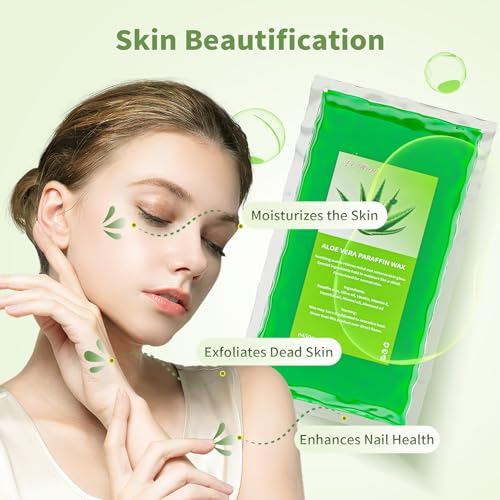 YAOBLUESEA 6 Pack Paraffinwachs, 2700g Aloe Vera Nachfüllung Paraffinwachs Blöcke für Paraffinbad Hände und Füße, Lindert Muskelermüdung, Spendet Feuchtigkeit und Nährt