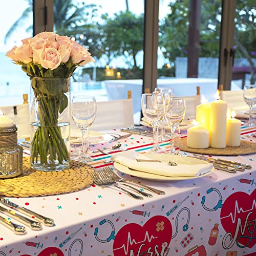 Image of Gatherfun Nurse Graduation Party Decorations, Doctors Day and Medical School Graduation Tablecover for Graduation Party Supplies, 3 pcs Table Cloths, 54 inchx108 inch