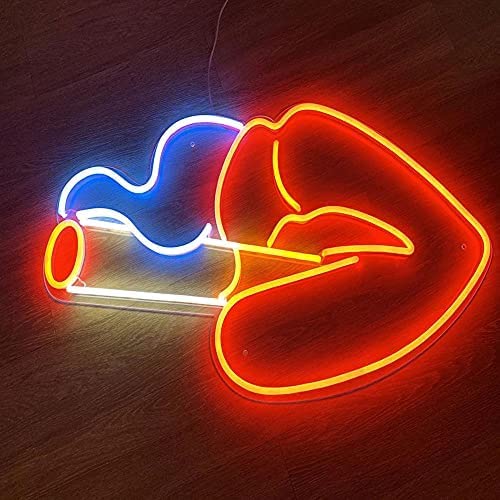 Neonlichter LED Neon Lichter rote Lippen form Neonlicht Farbkunst Neon Zeichen für Kinderschlafzimmer, Restaurants, Bars, Fast-Food-Shop, Picknick-Partys-rote Lippen Cover