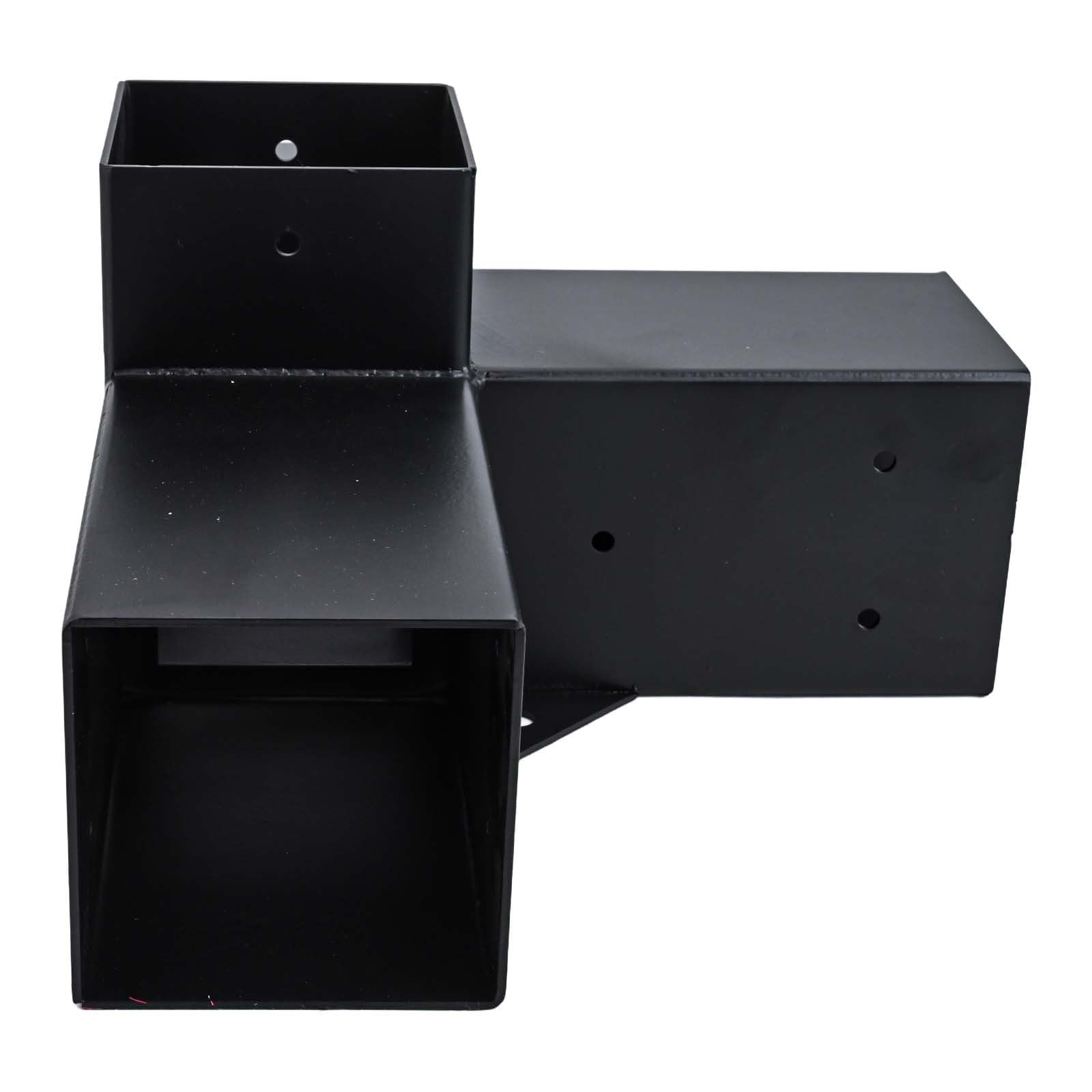 Kit di staffe per pergola in lega di acciaio, connettori angolari a 4 vie resistenti per legname da 10 x 10 cm, telaio per gazebo da giardino con viti, nero
