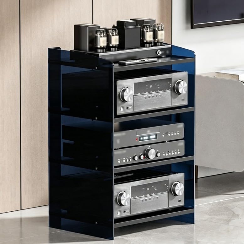 Nowoczesna Wieża do Stojaków Audio Rack z Regulowanymi Półkami
