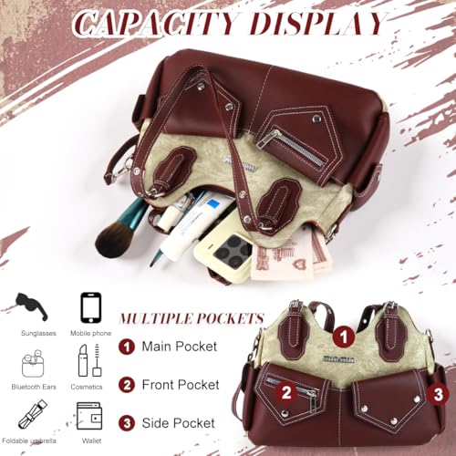 Image of PALAY Shoulder Bag for Woman Vintage PU Leather Women Handbags Punk Retro Crossbody Bags for Women