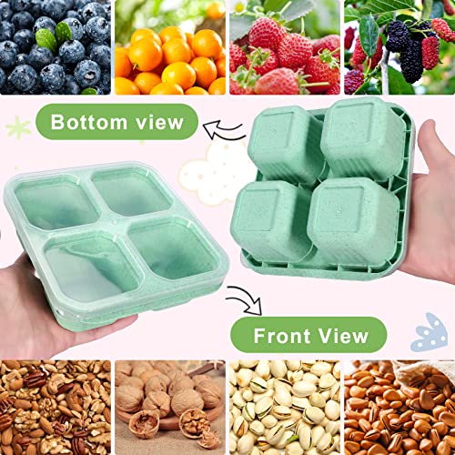 Bhuijny 4Pack Bento Snack Boxes,4 Compartment Snack Box Meal Prep Lunch Containers,Reusable Snack Containers For Adults,Wheat Straw Bento Snack Food Containers With Lids For Work Travel Picnic #TOP4