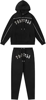 Embroidered Trapstar Tracksuit for Men and Women, Unisex Trapstar Shooters Suit, 2 Piece Sports Jogging Set Autumn Winter, Fleece Hooded Sweatshirt and Pants (Color : 8842 gray, Size : Medium