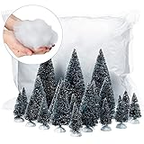 Decoración de adornos de mesa navideña en miniatura: árboles de Navidad artesanales y manta de nieve adecuada para adornos de nieve de invierno de bricolaje, exhibiciones de artesanías, pueblos de vacaciones o modelos de ferrocarril, decorar fiestas en casa, mini jardines, diseño de escenas, embellecer la ventana, la mesa, etc.