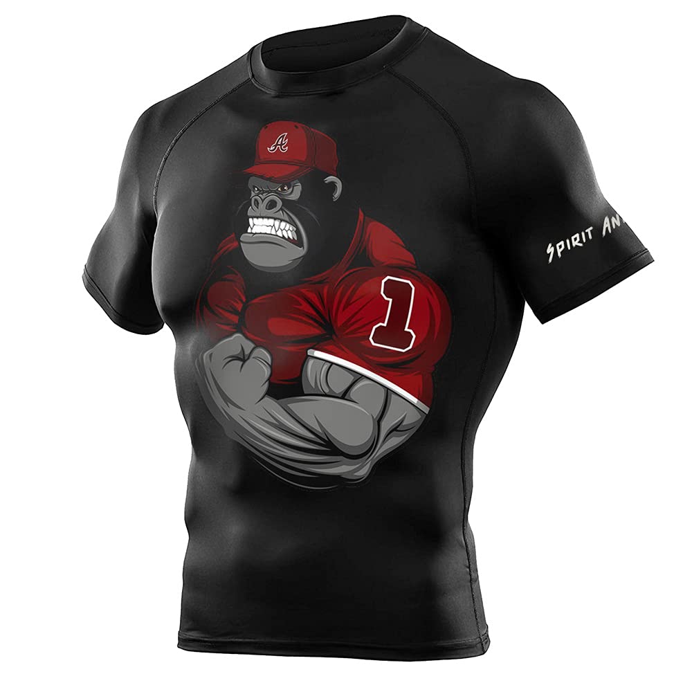 CHOO Men's Fitness Training Rash Guard Grappling Gear Fight Wear, Chimpanzee,X-Large