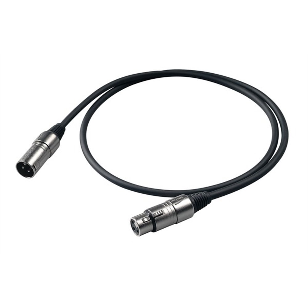 Proel BULK250LU10 - Set da 5 Cavi audio bilanciati professionali con connessioni Cannon XLR 3P Maschio a Cannon XLR 3F Femmina da 10mt, Nero (BULK250LU10-10mt - 5 Unità)