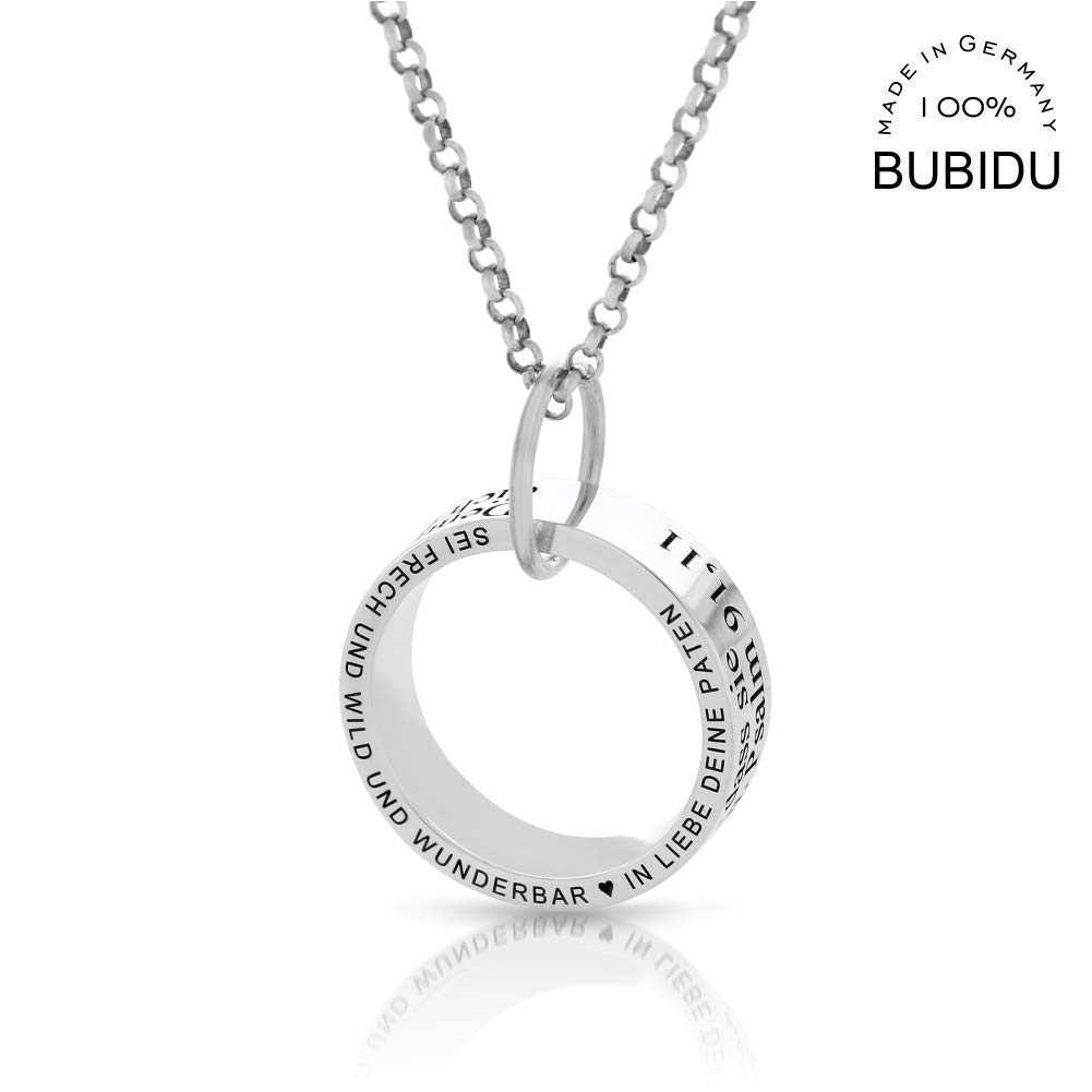 Taufkette 925 Silber Gravur Taufring Kette Ring Text Taufspruch Schmuck Kommunion Namenskette Taufschmuck Mädchen Junge Silberschmuck zur Taufe Geschenk | HANDMADE IN GERMANY
