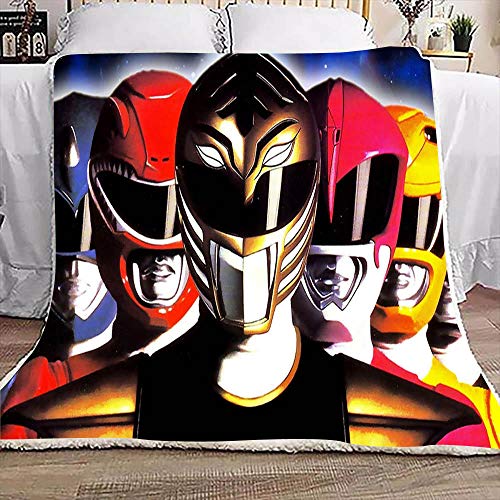 WOMNSDN Couvertures et Plaids Anime Power Rangers Couverture De Lit Doux Chaud Climatisation Châle Adultes Enfants Draps Légers Couette Pique-Nique Jeter 130X150 CM