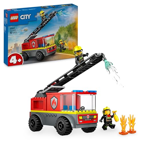 LEGO City Autopompa con Scala - Camion Giocattolo dei Pompieri con 2 Minifigure e Starter Brick, Giochi Educativi per...