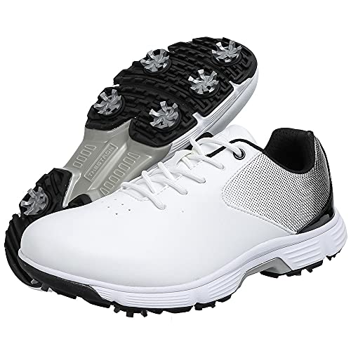 THESTRON Men Golf Shoes Professional Waterproof Spikes Golf...