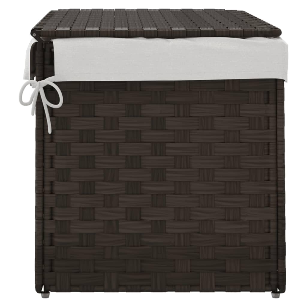 Cesto Biancheria Coperchio Marrone Scuro 55,5x35x34 Polyrattan,Casa e Giardino,Forniture domestiche,Forniture lavanderia,Cesti del bucato-372050