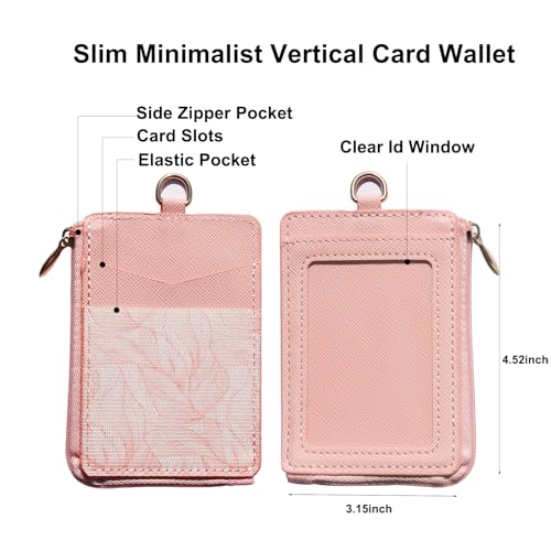 FORZEN Slim Minimalist Vertical Card Holder Wallet, Pocket Credit Card Holder, Elastic Card Holder Wallets for Men & Women (PinkA2)2