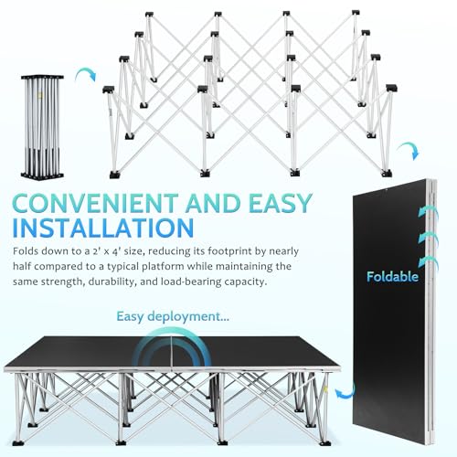 Image of 4Pcs Foldable Platform Stage, 8'x8' Wedding Stage Platform