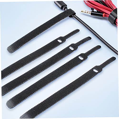 40 unidades de bridas de gestión de cables reutilizables de nylon ajustables | diseño de gancho y lazo para organizar cables en casa u oficina, acabado negro miniatura 7