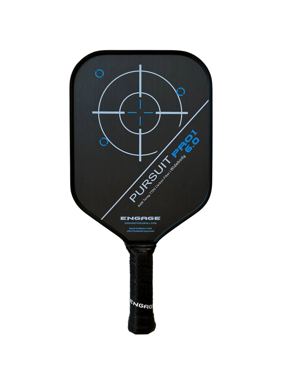 Engage Pursuit Pro1 Pickleball Paddle | Raw Carbon Fiber | Extreme Power, Spin & Dwell Time | Designed for Aggressive Power Players
