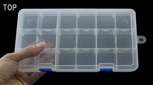 Miniatura 6 de Qualsen Paquete de 4 cajas organizadoras de plástico de 18 rejillas con divisores ajustables, caja organizadora de cuentas para joyas, cuentas,