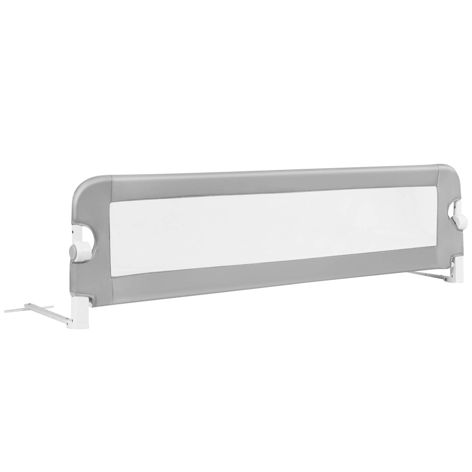 GYMAX Sponda del Letto per Bambini, Paracolpi Barriera di Sicurezza Pieghevole per Lettino, Letto Singolo Matrimoniale Queen King (Grigio, 105 x 38 x 43 cm)