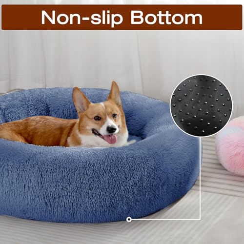 Image of JOLLYVOGUE Dog Bed, Calming Anti-Anxiety Large Dog Bed, Fluffy Donut Cushion for Medium and Large Pets (27 inch /30 inch /36 inch)